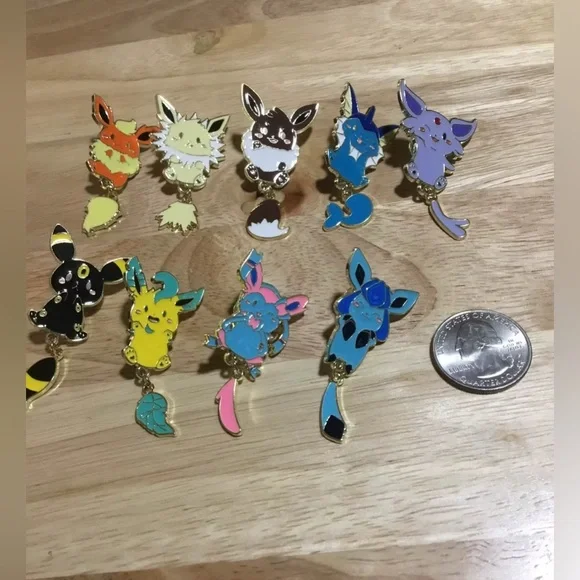3 For $35 Pokemon Espeon Eeveelution Enameled Pin Brooch Hanging Moving Tail - Picture 6 of 12
